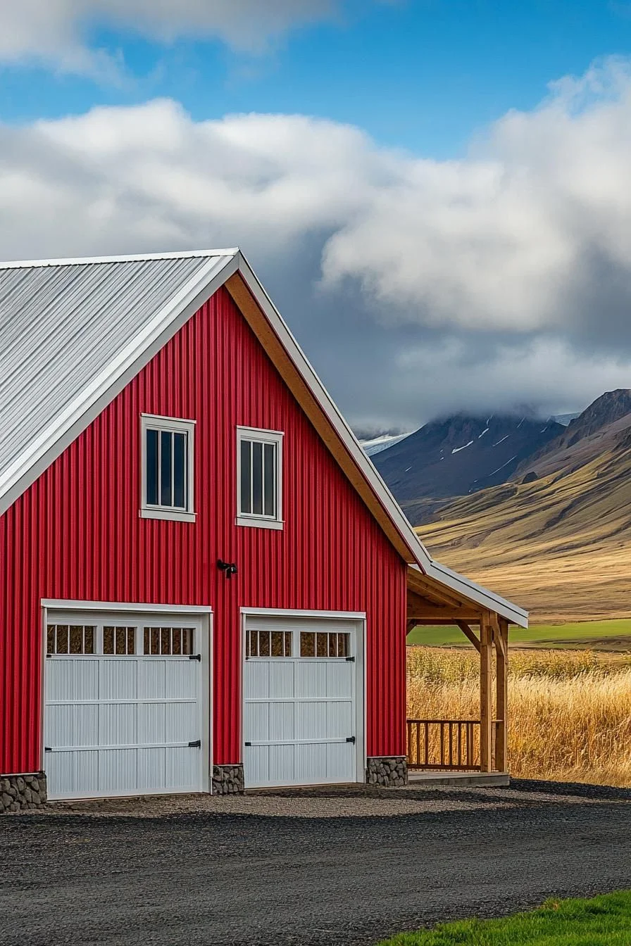 A Red Barn Home With Mountain Views