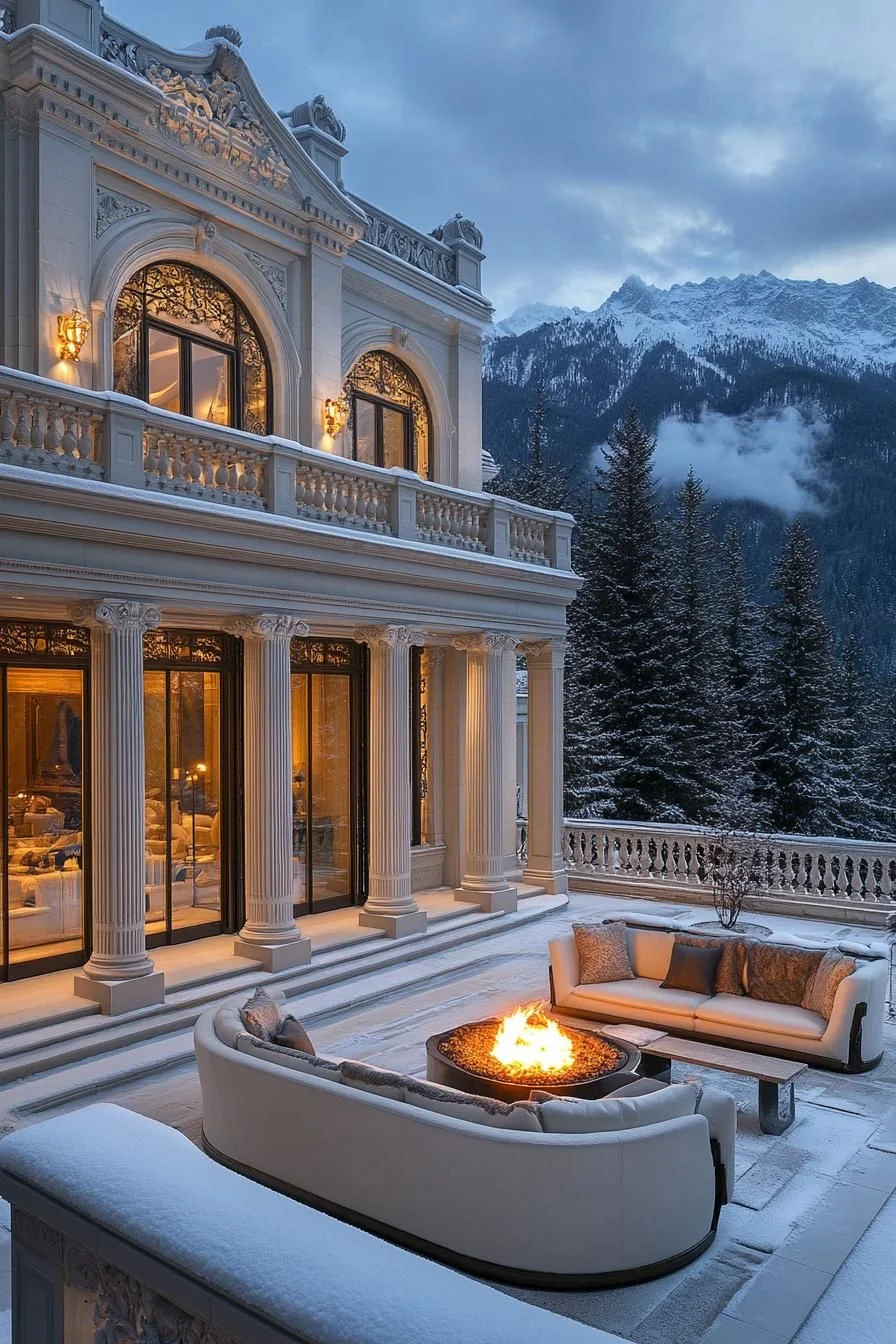 Snow-Covered Mountain Estate