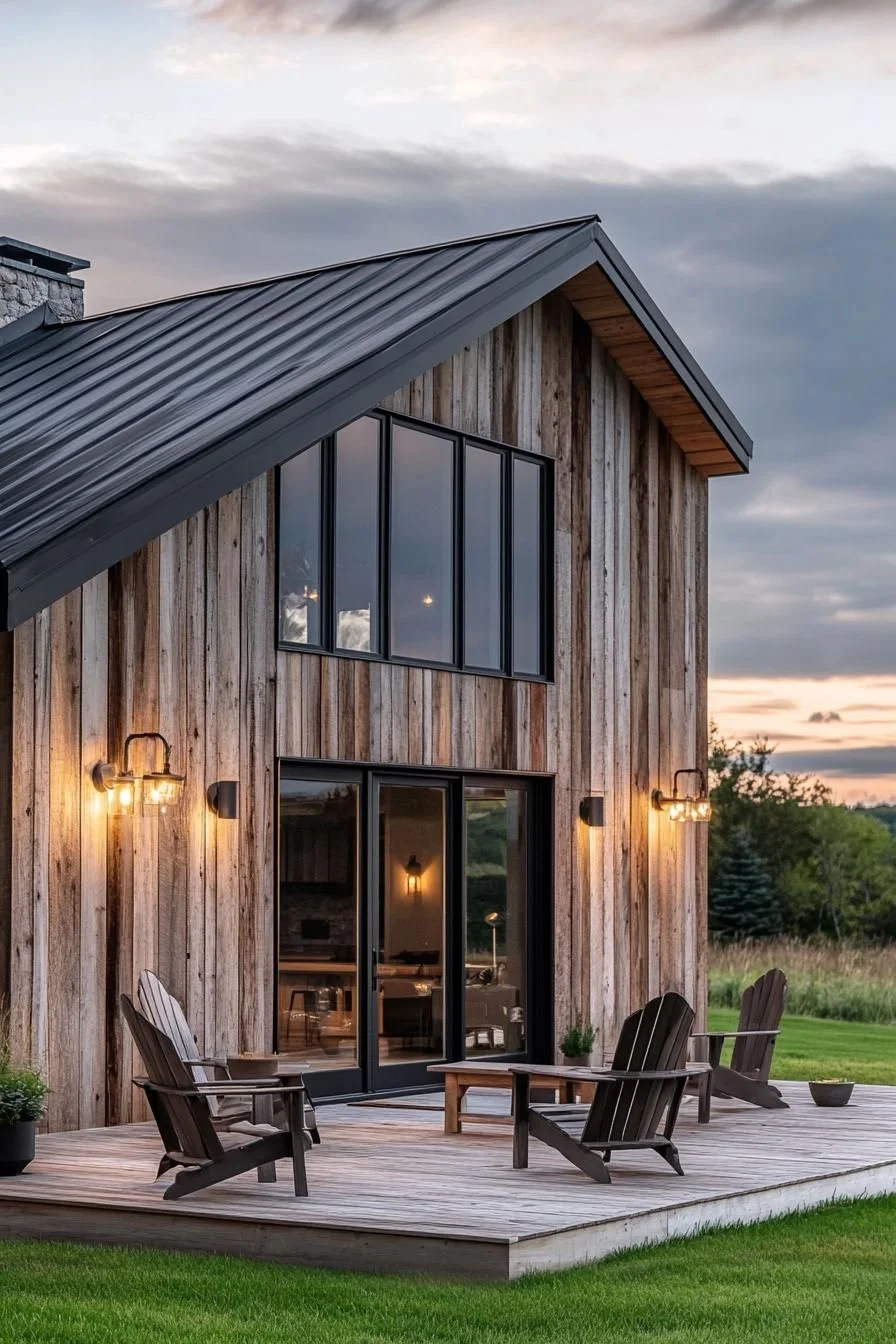 Barn House Glowing Under a Setting Sun