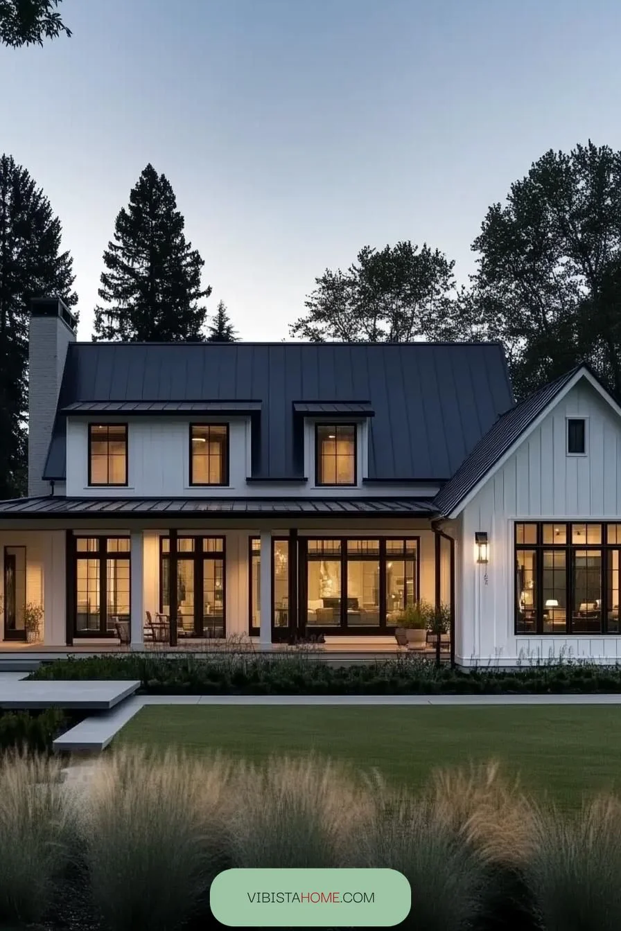 One Story Home in the Evening Light