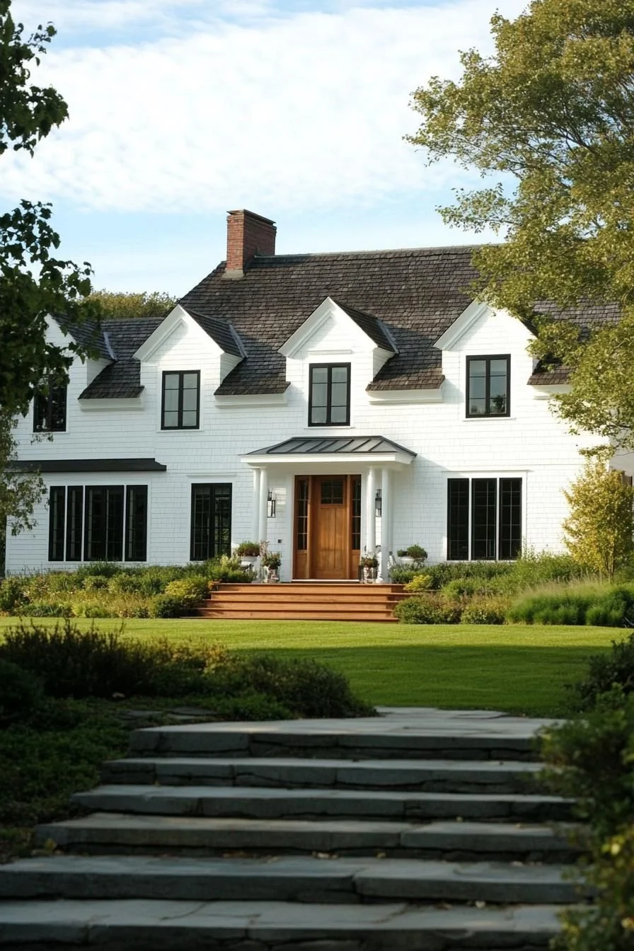 White Farmhouse with Gables