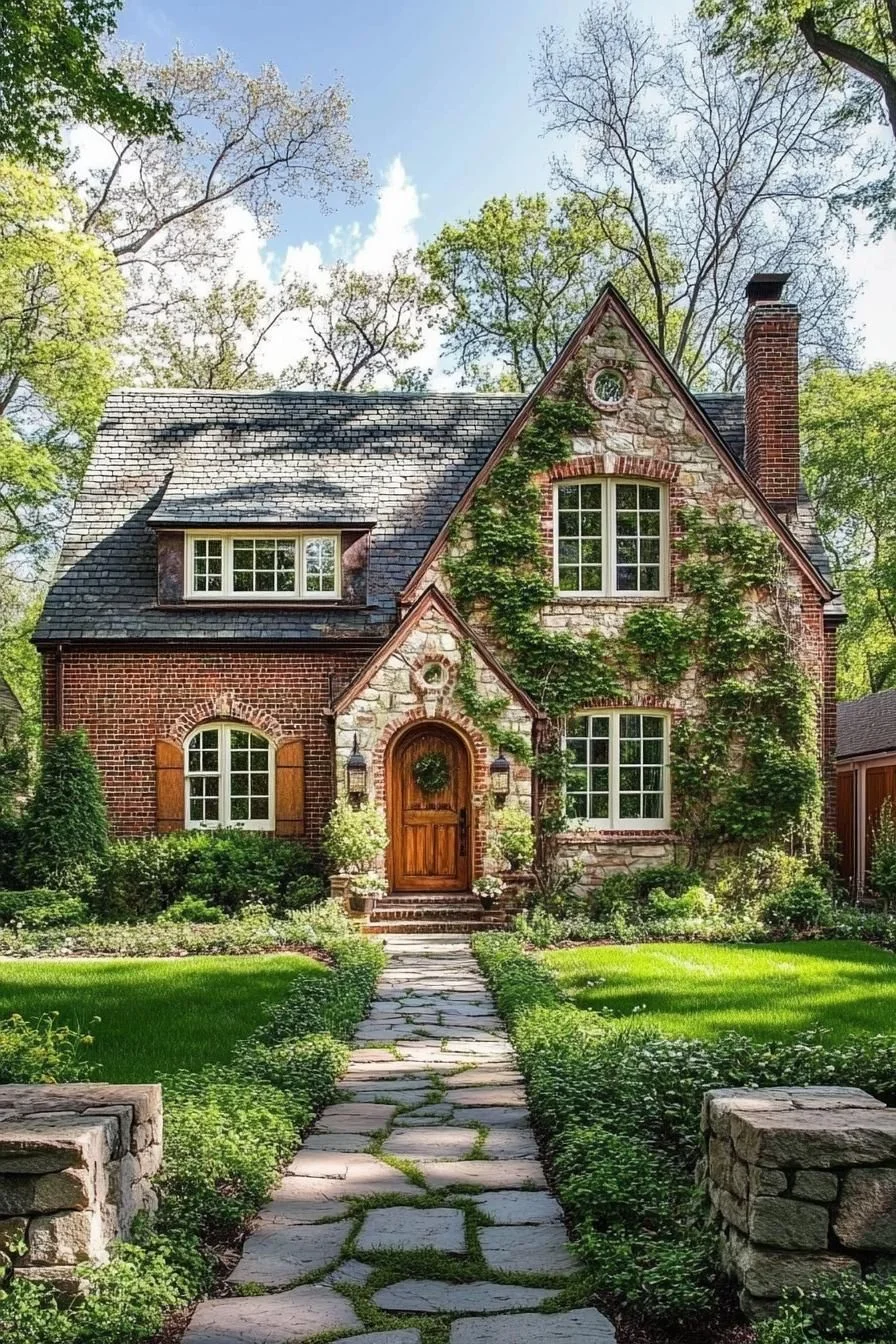 A Brick Cottage with a Hobbit-Style Door