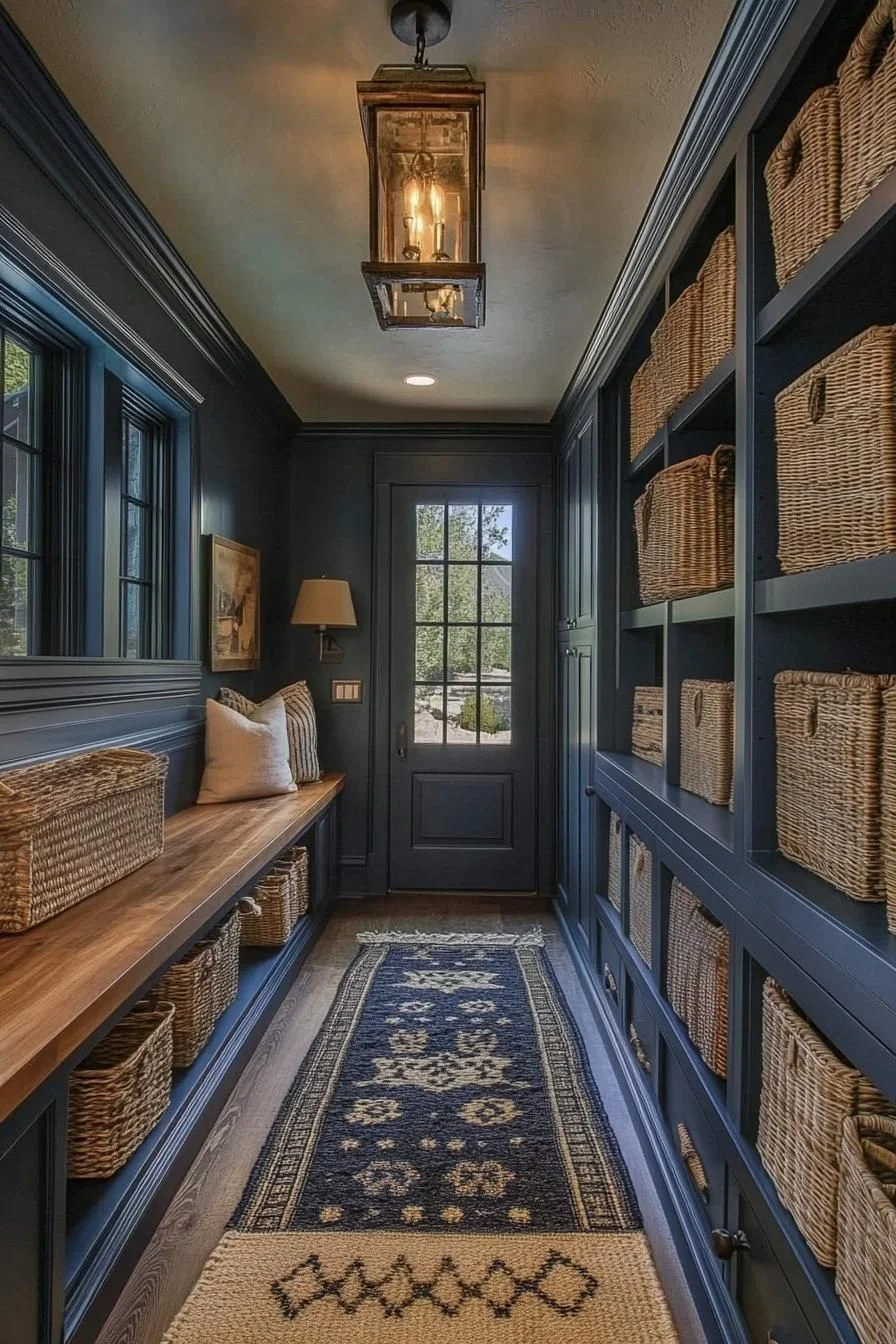 Wicker-Lined Entry Hallway