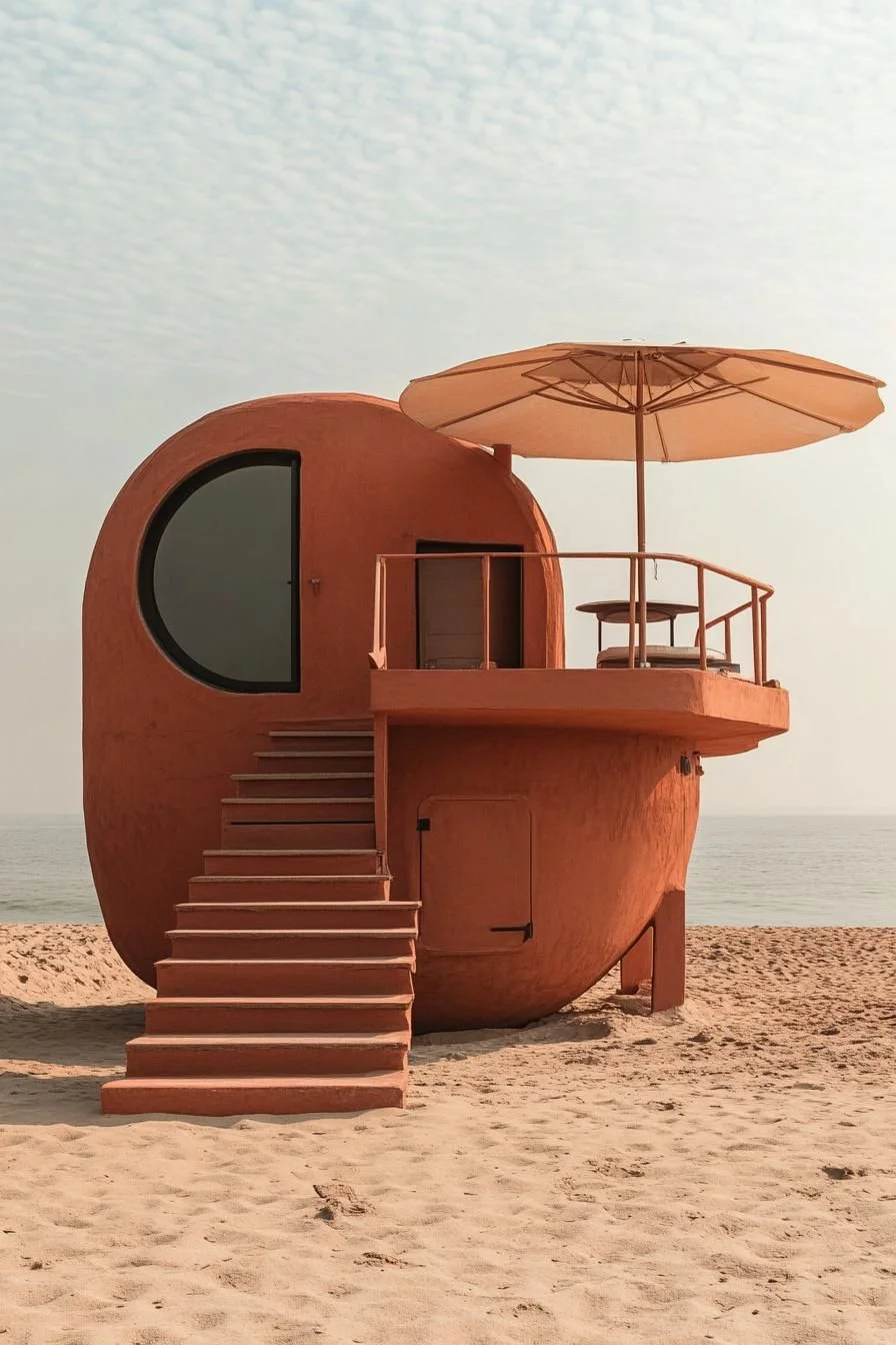 A Sand-Colored UFO House on the Beach
