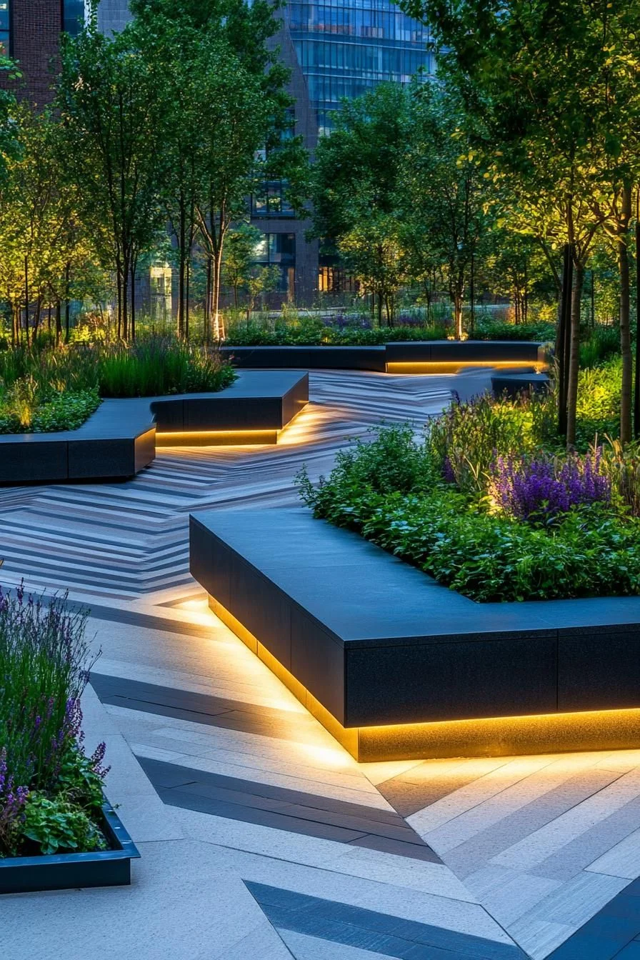 Glowing Nighttime Garden Path
