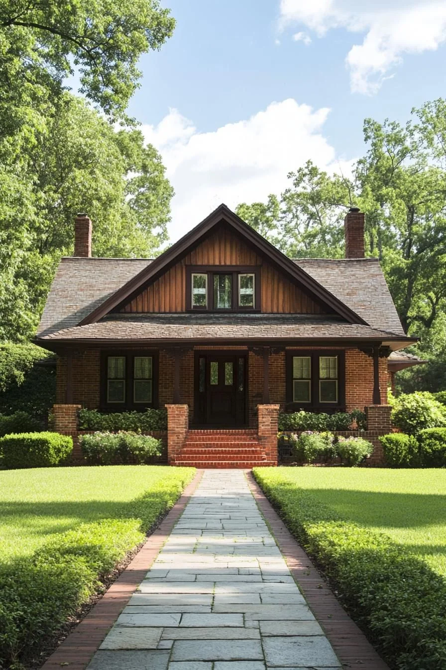 A Chalet-Style Farmhouse with Brick Accents