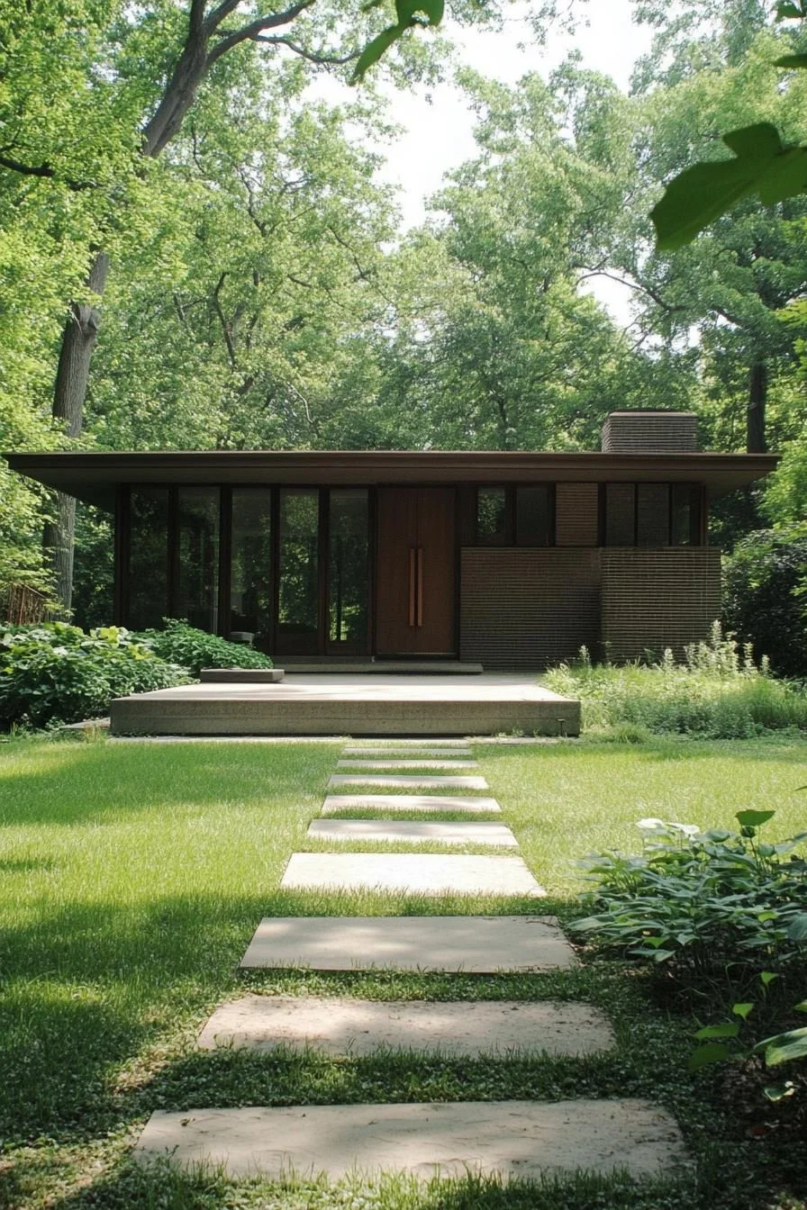 Green-Framed Home Tucked in the Woodland