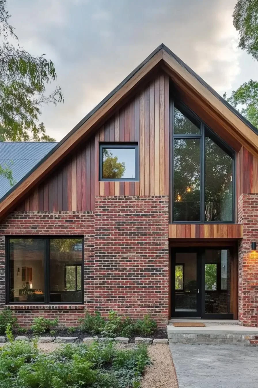 A Timber-Clad Home with Brick Details