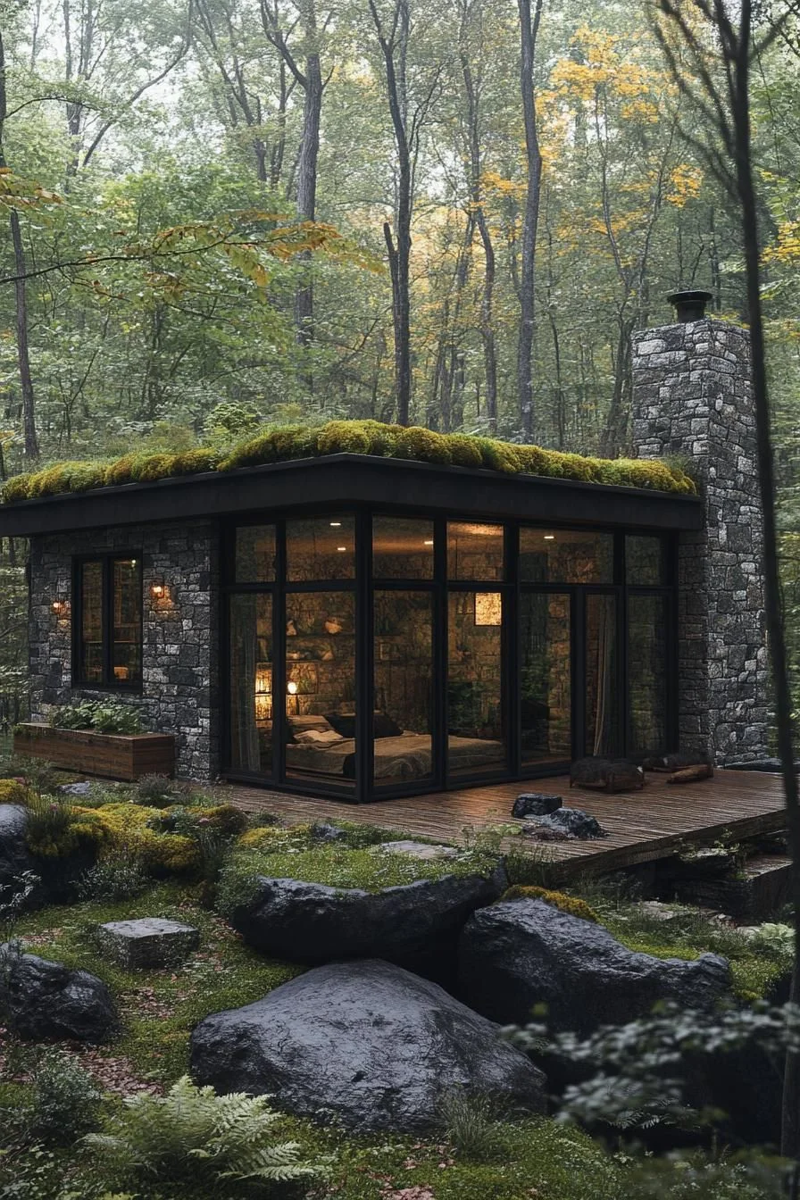 A Moss-Topped Cabin in the Woods