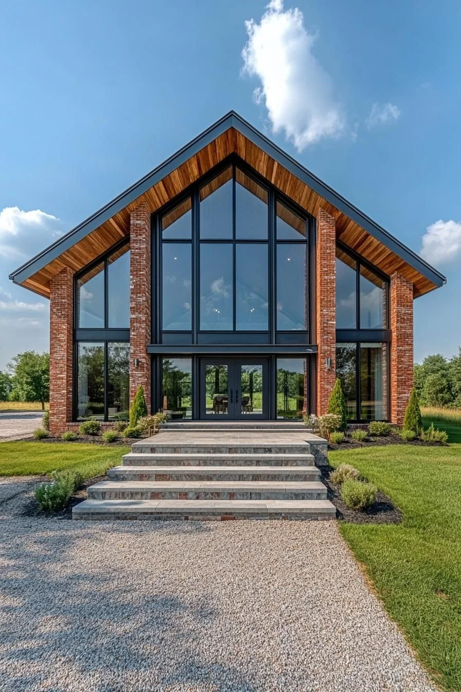 Stone Accents on a Bright Gabled Barn