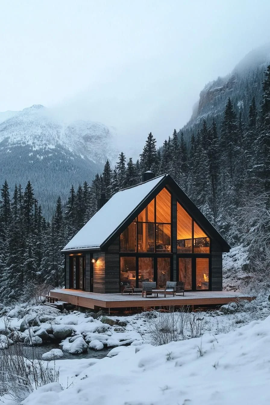 Timber Chalet Enchanted by Frozen Twilight