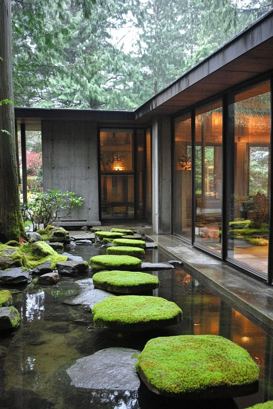 Moss and Modern Design in One Courtyard