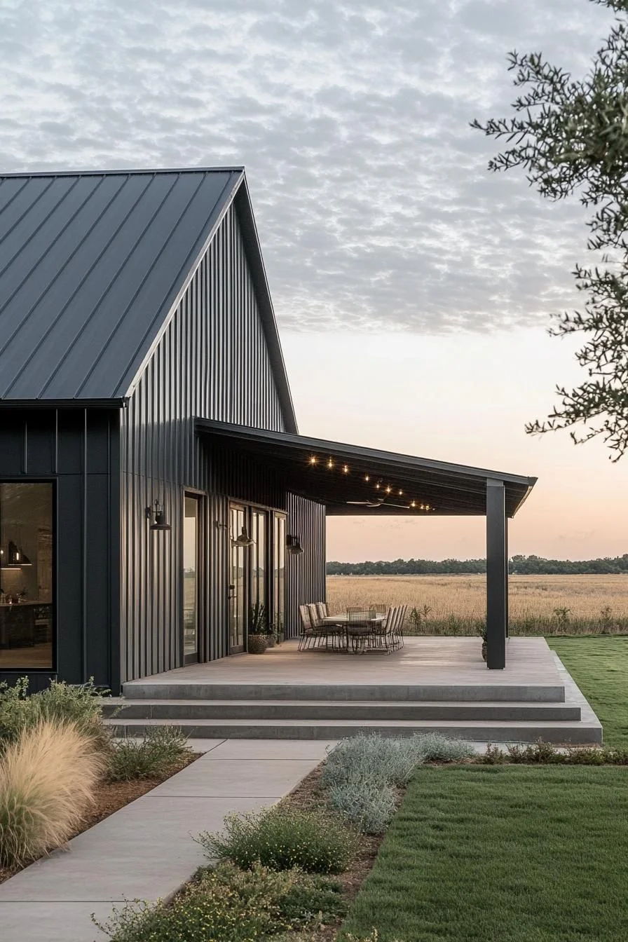 A Sleek Metal Shelter in Open Fields