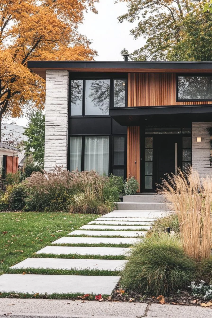 Wood and Stone Combine in This Modern Home