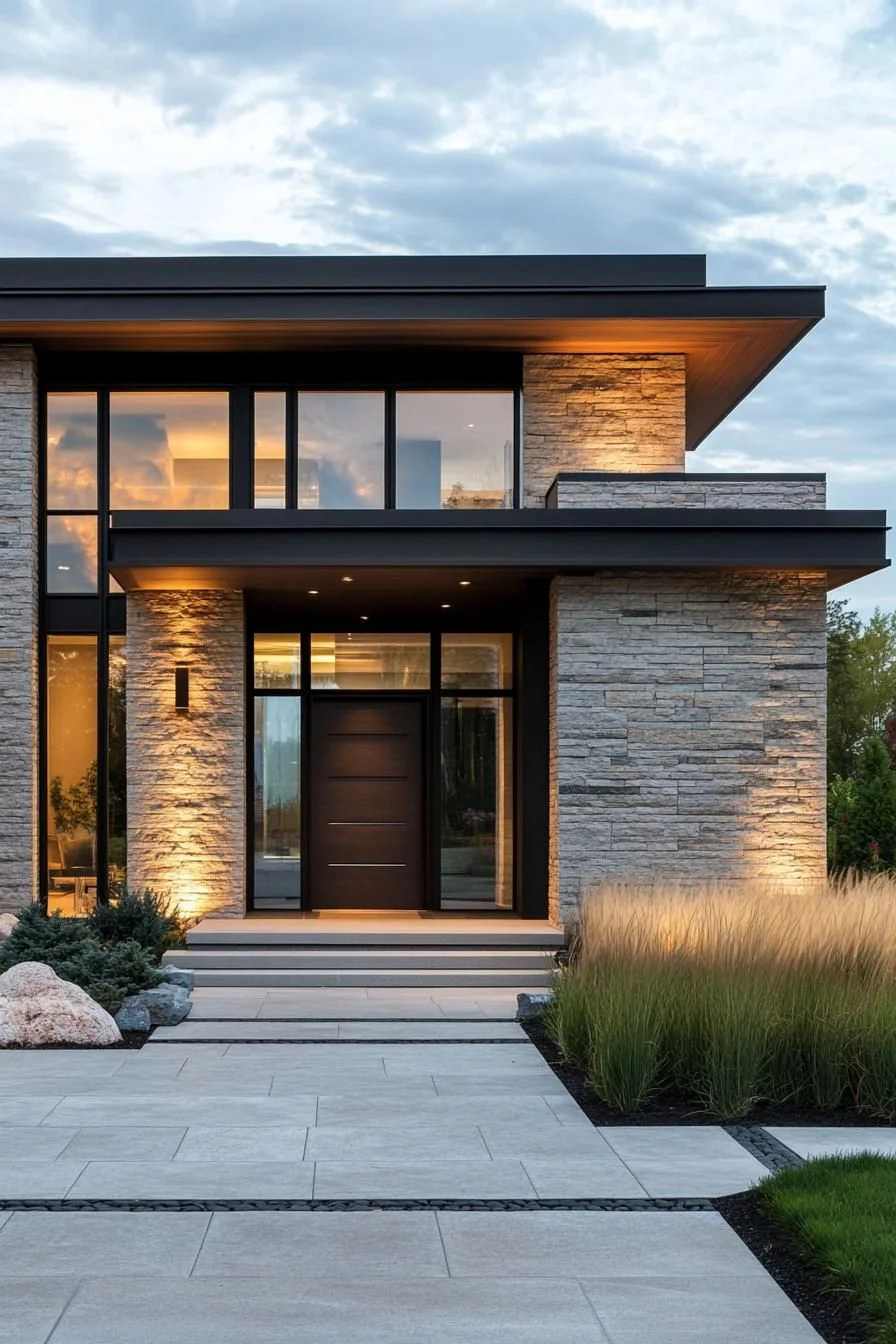 A Stone Facade With a Soft Glow