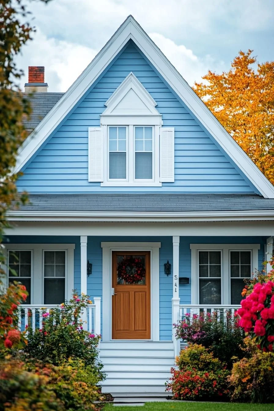 Cozy Chimneys and Blue Gable Charm