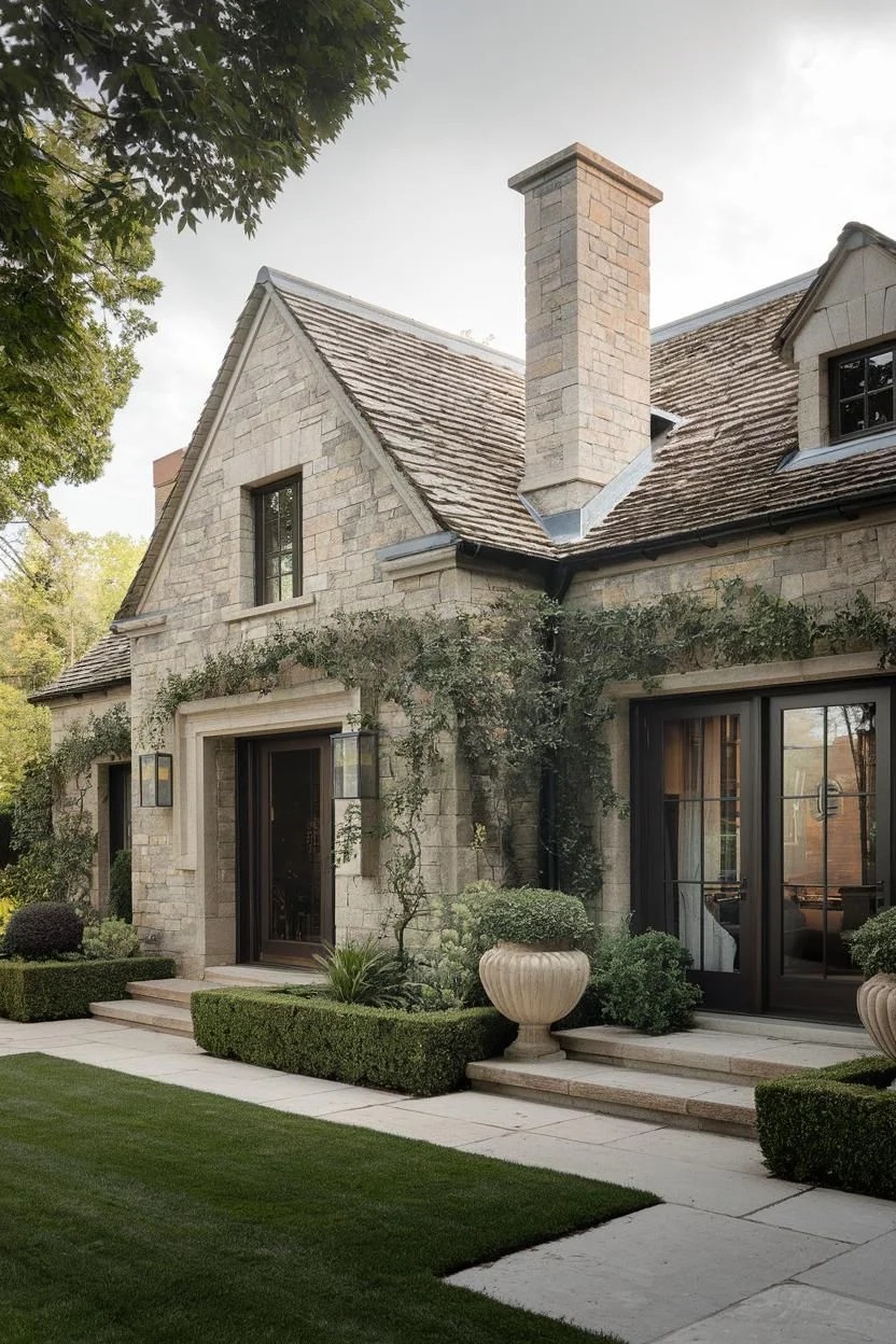 Stone Cottage Wrapped in Greenery
