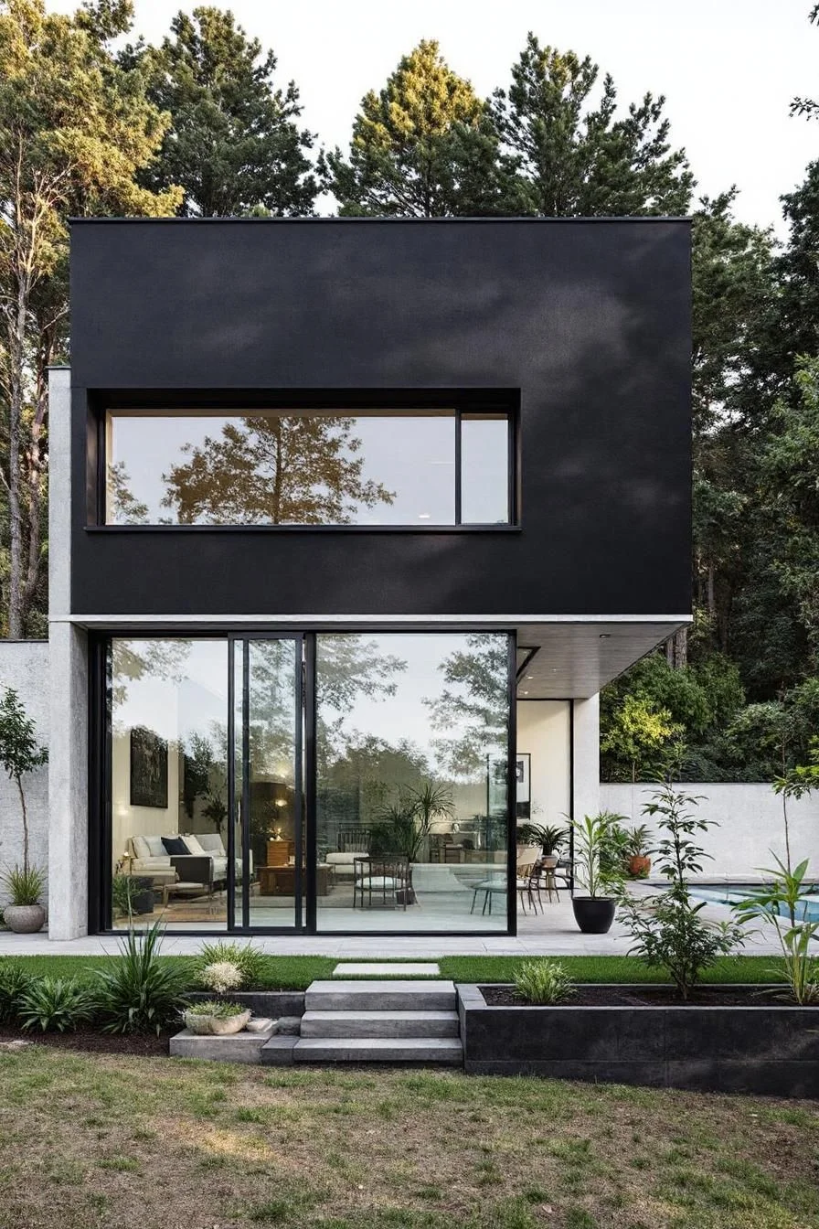 A Boxy Home Bordering the Forest
