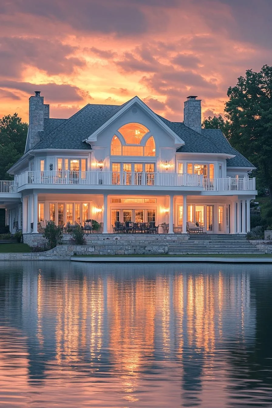 Lakeside Home With Mirror Reflections