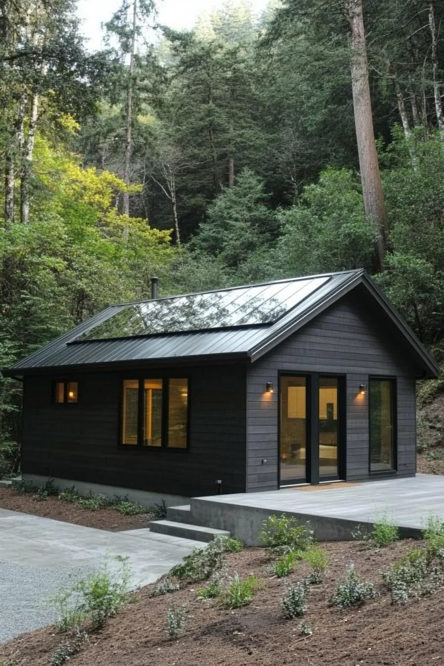 Simple Cabin Shelter Among Evergreens