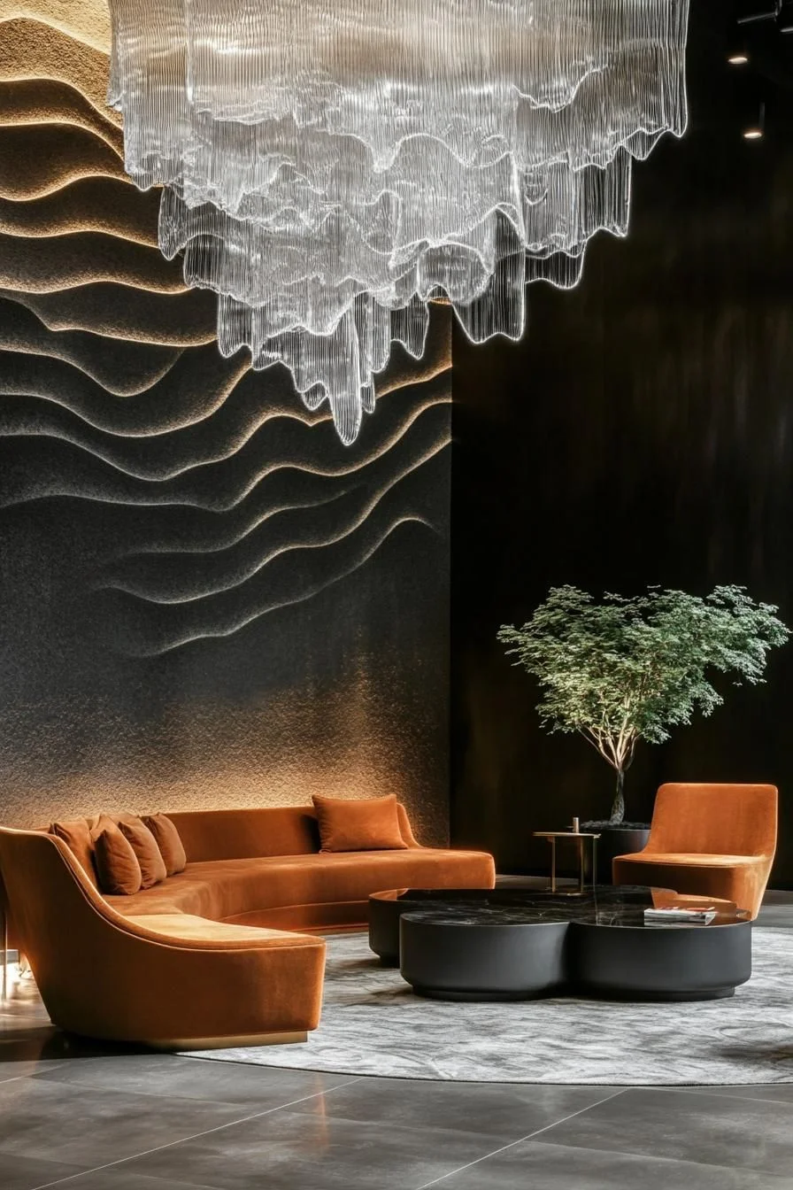 A Celestial Lobby Lounge in Waves and Velvet
