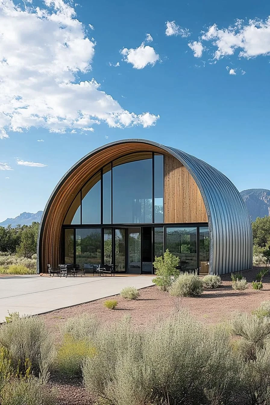 A Modern Curved Structure Among the Hills