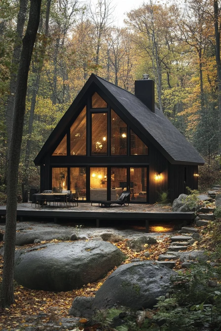 An A-Frame Cabin in Fall Wind