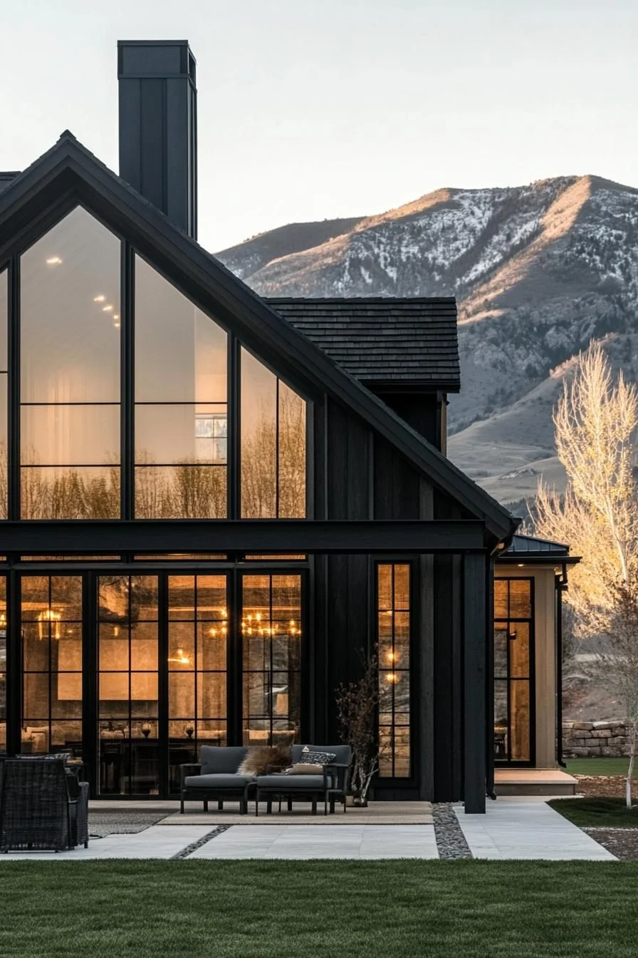 A Sleek Cabin Below Towering Peaks