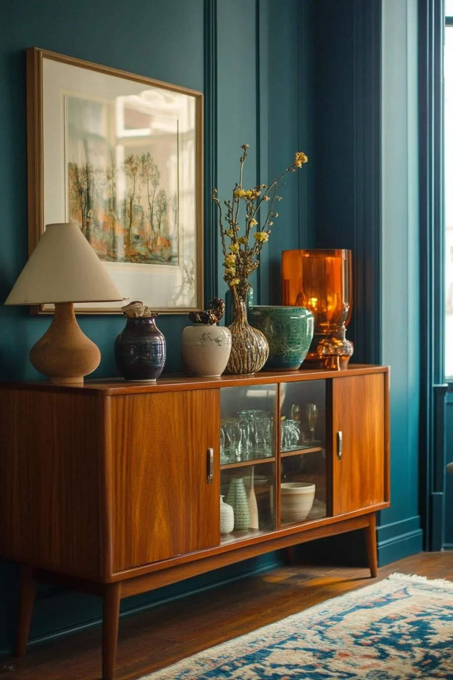Teal-Toned Retro Living Room