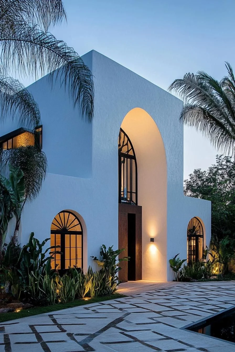 A Moonlit Home With Grand Archways
