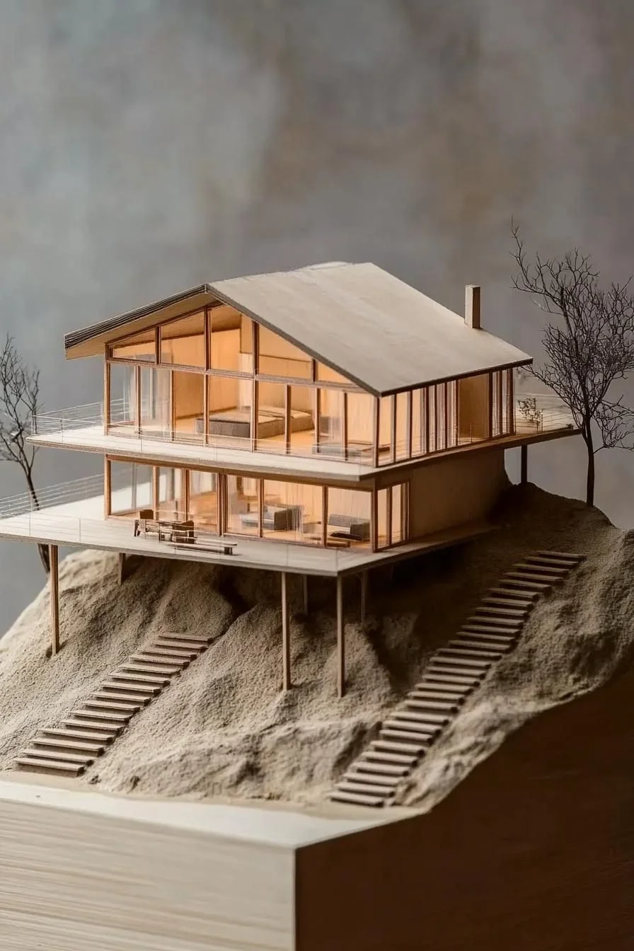 Mountain House Model on a Cliff Edge