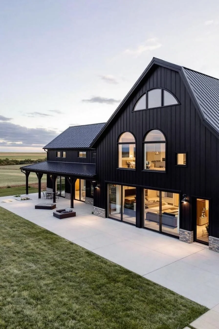 A Midnight Barndominium Among Quiet Meadows