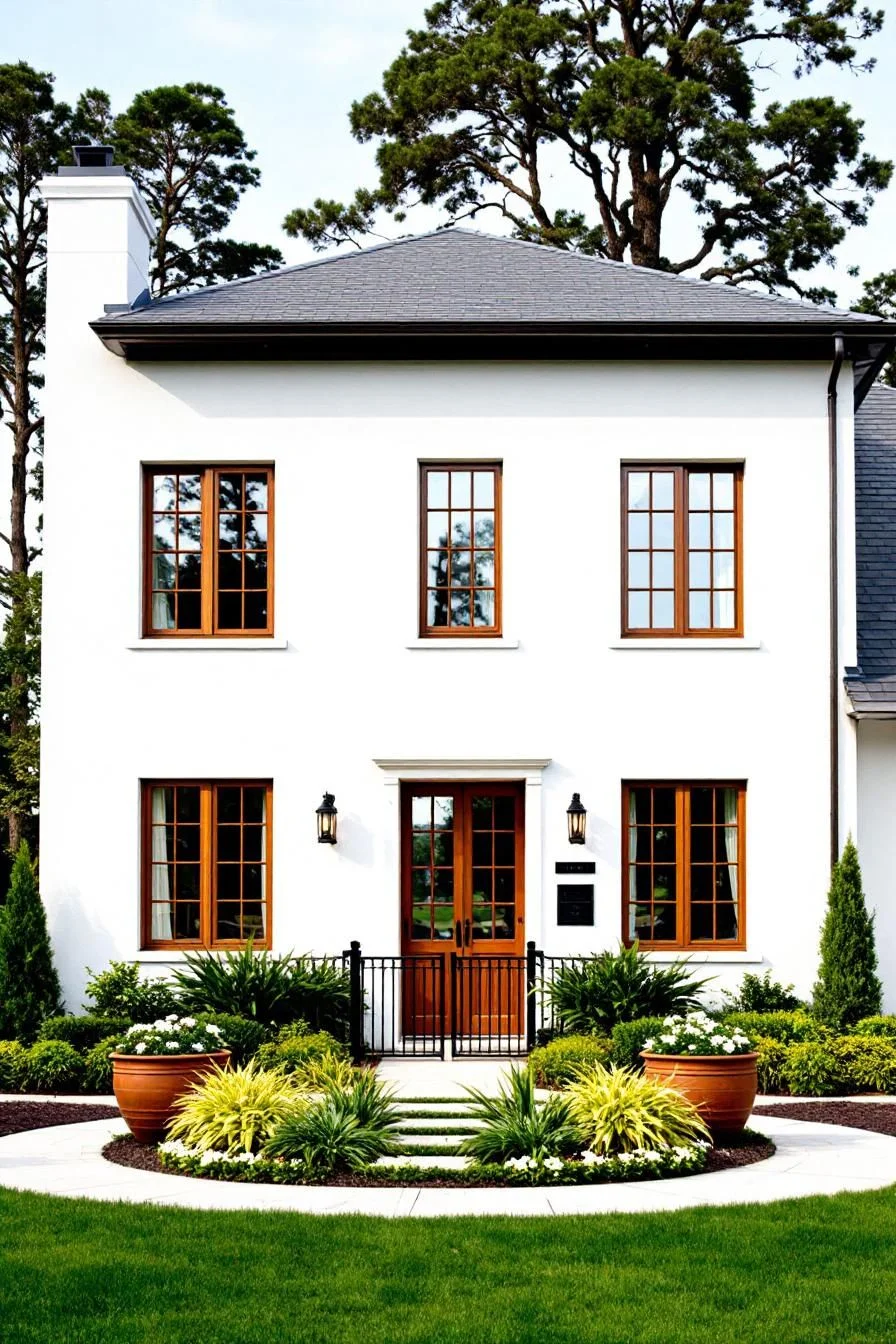 A White Manor With Wooden Accents