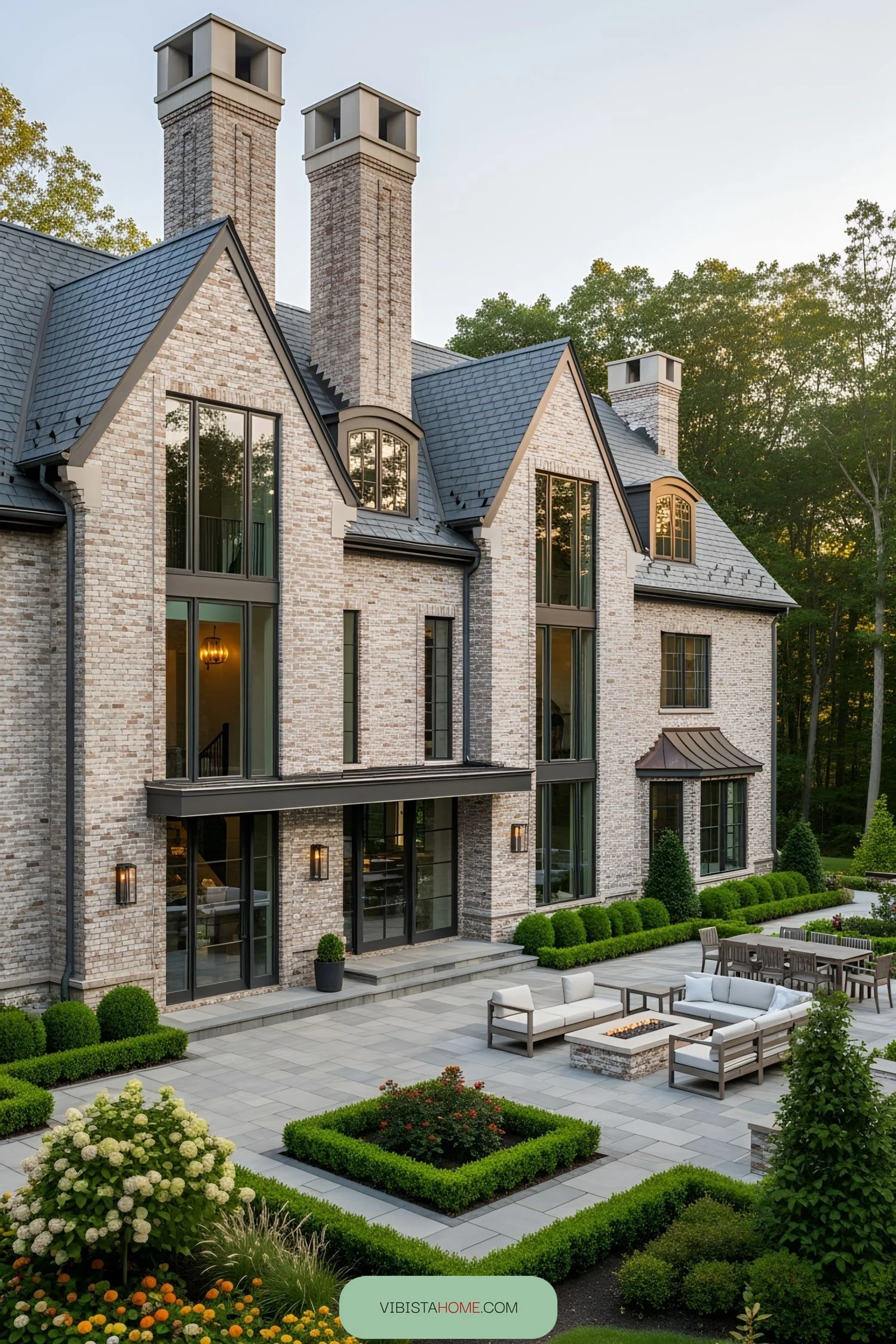6) Historic Brick Home With Tall Chimneys