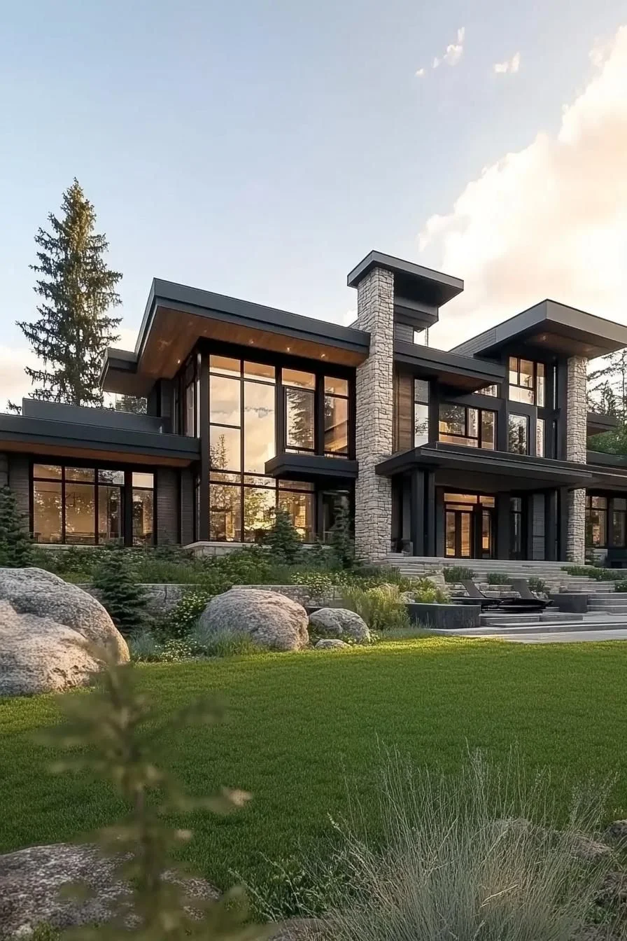 Stone and Glass Create a Modern Paradise