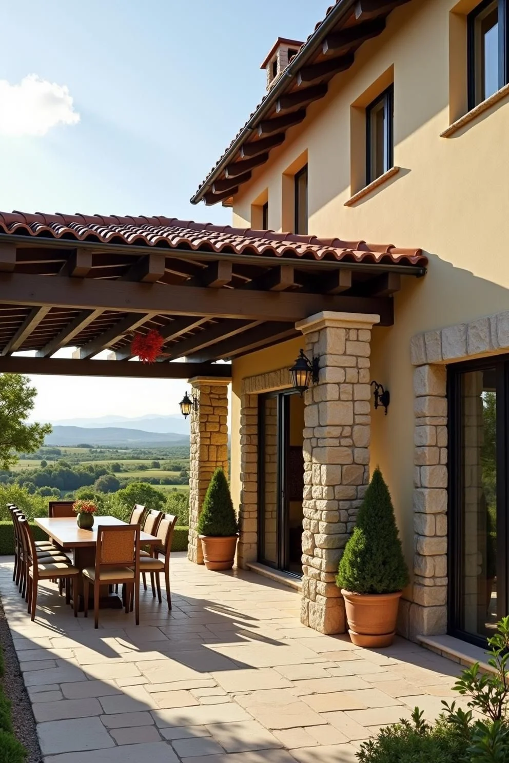 Outdoor Dining at a Sunny Tuscan Villa