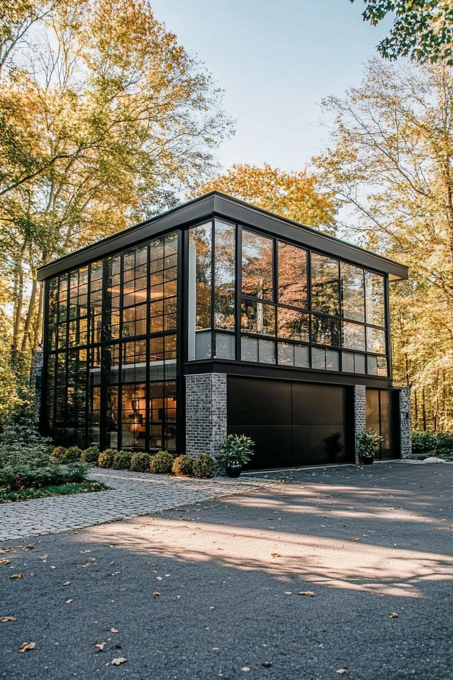 Sleek Glass Haven in the Forest