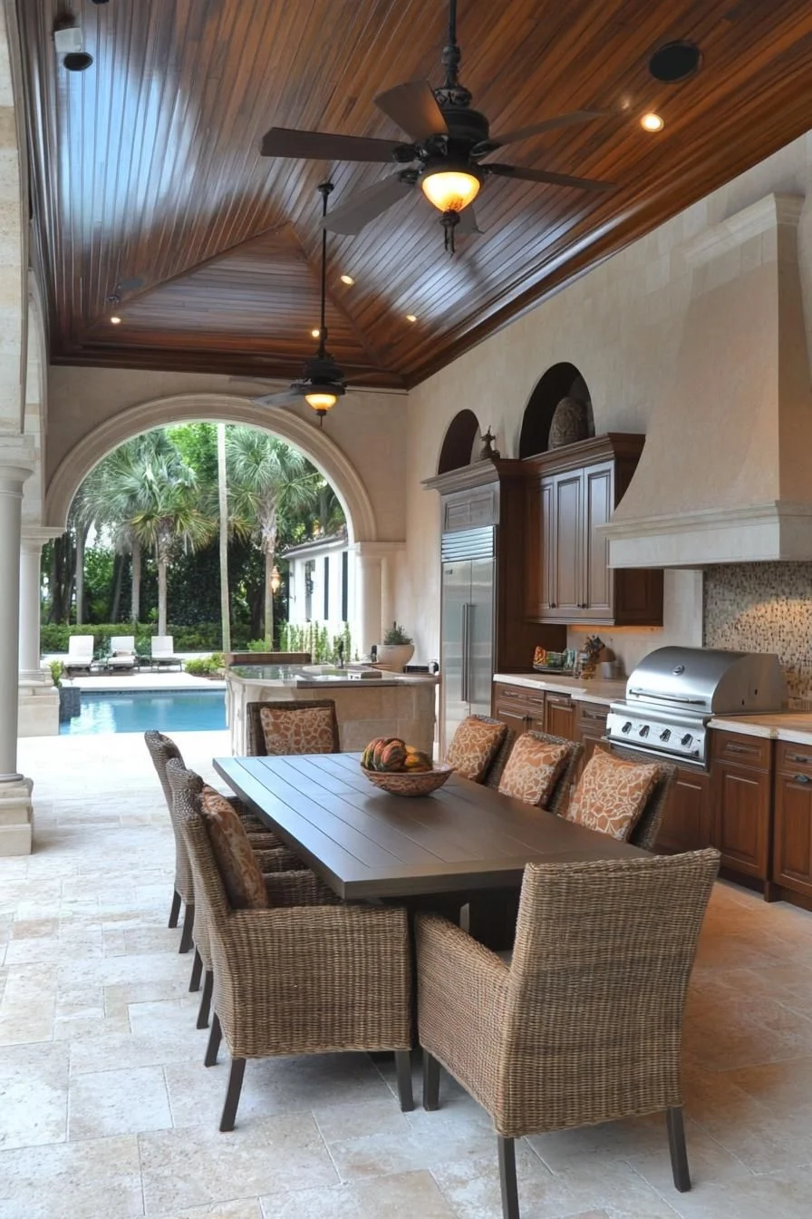 Rattan Reverie: A Chic Outdoor Dining Escape