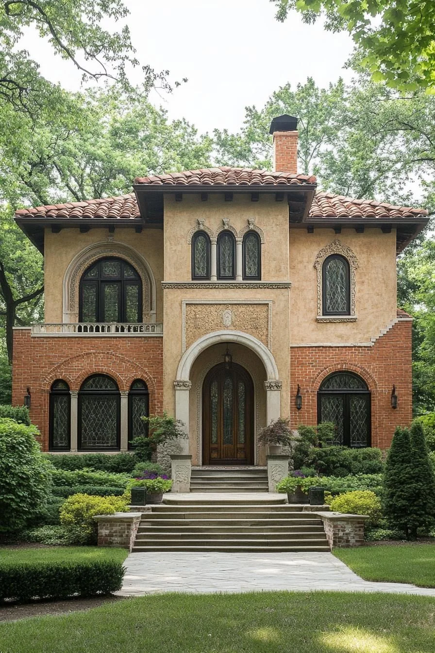 Tuscan Facade Built Around Arches