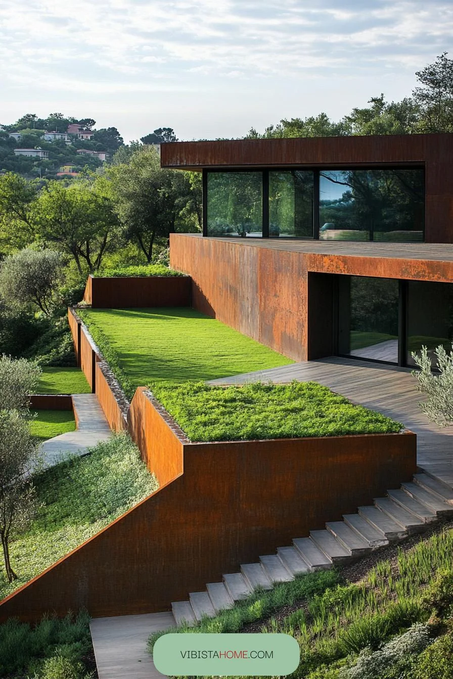 Rusty Plateau Above Verdant Slopes