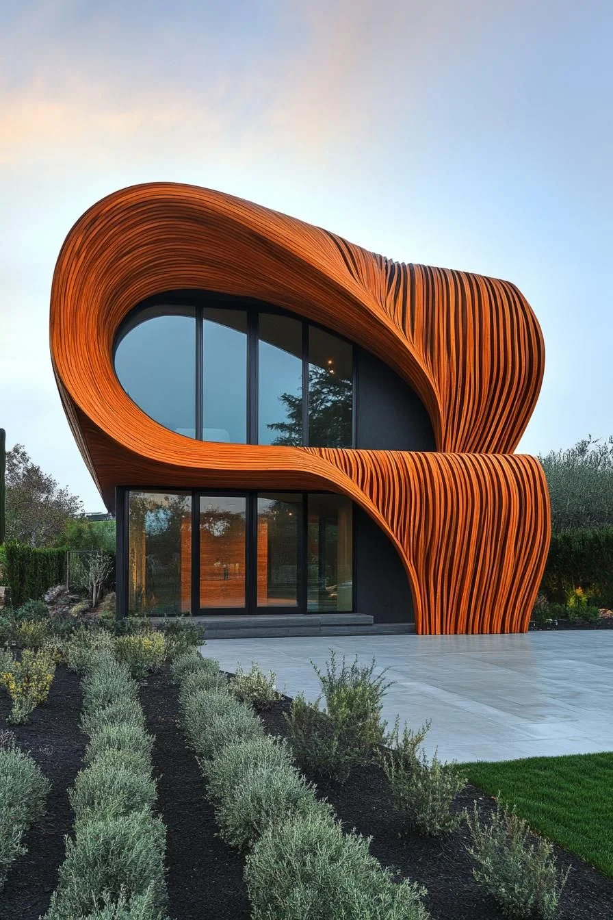 Timber Facade in a Wave Pattern