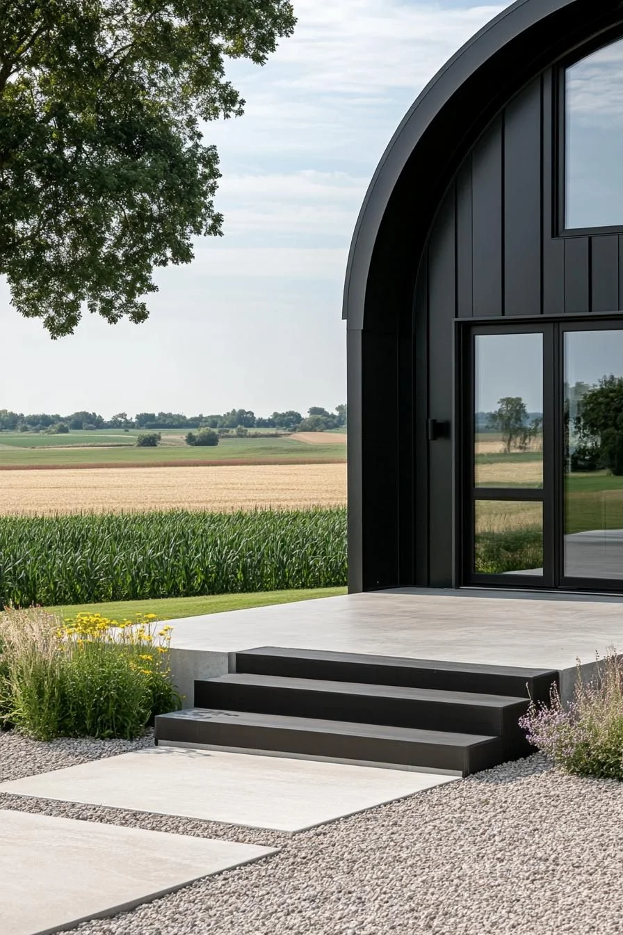 A Curved Metal Home in a Cornfield