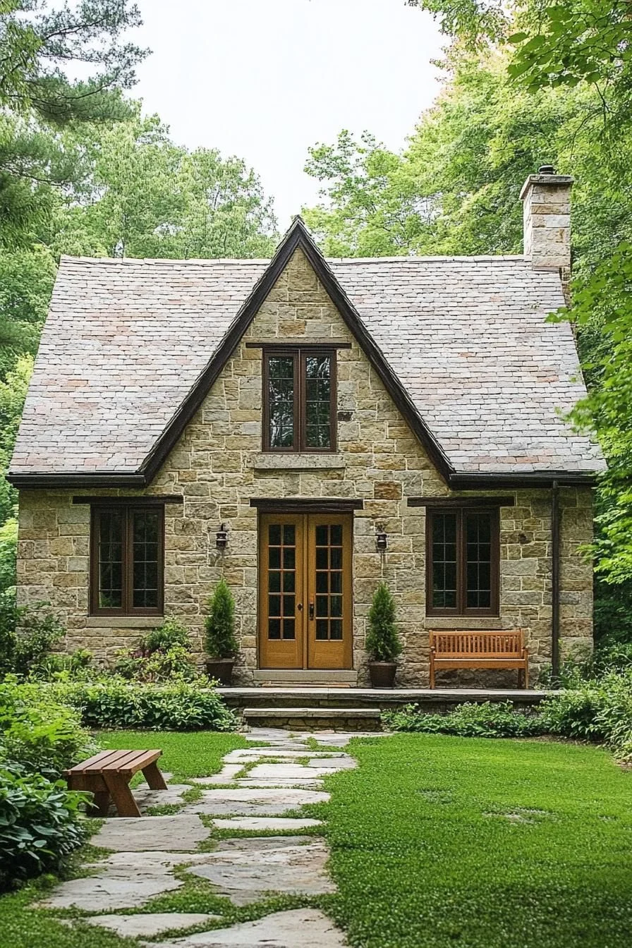 A Stone Cottage Set in a Green Yard