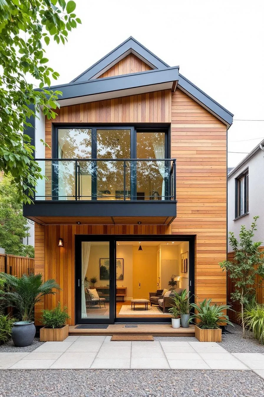 42) A Cedar Hideout with a Glass Balcony