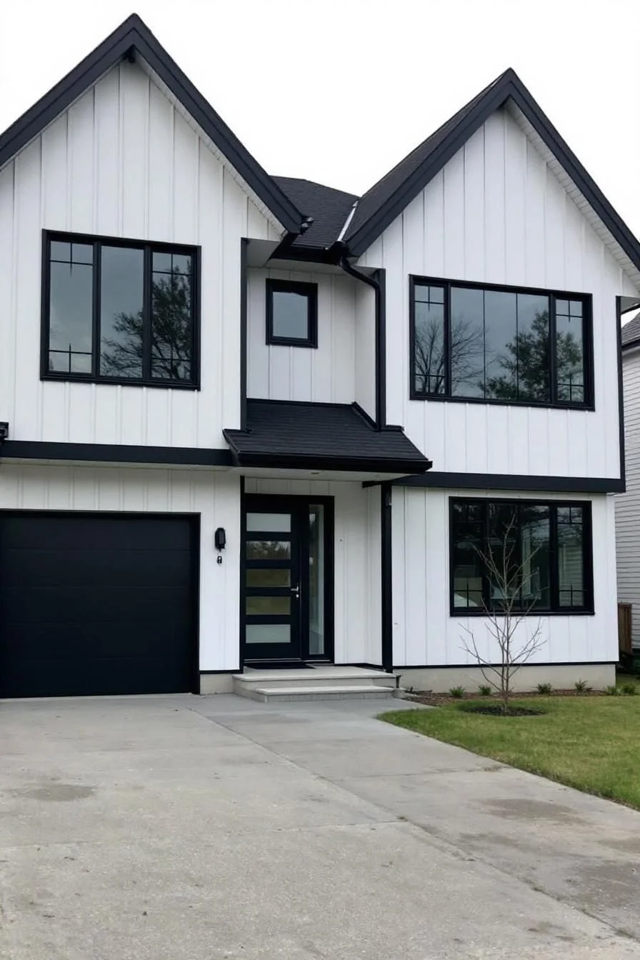 Charcoal Trim on a Bright White Facade