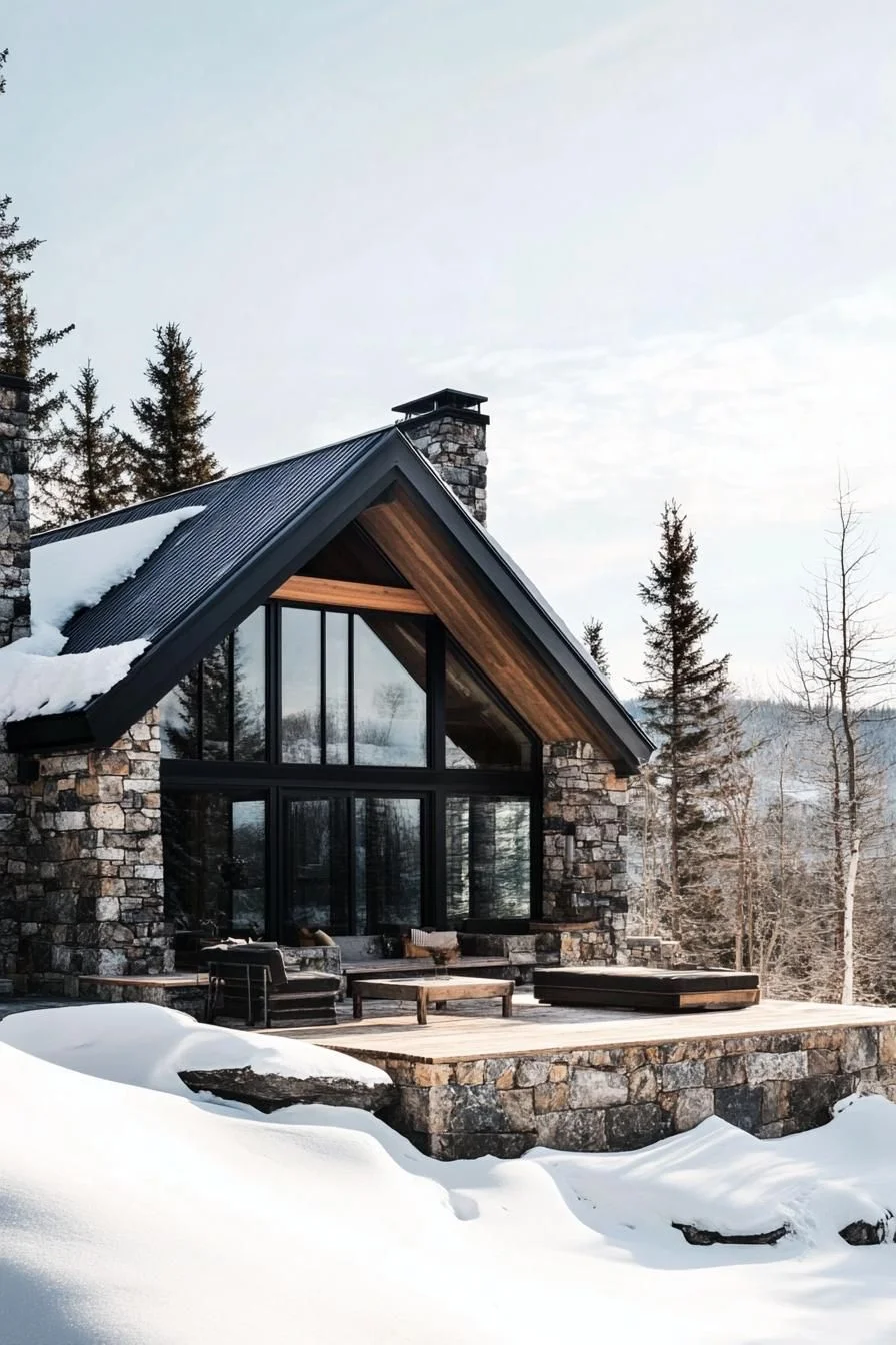 Stone Chalet in Snowbound Splendor
