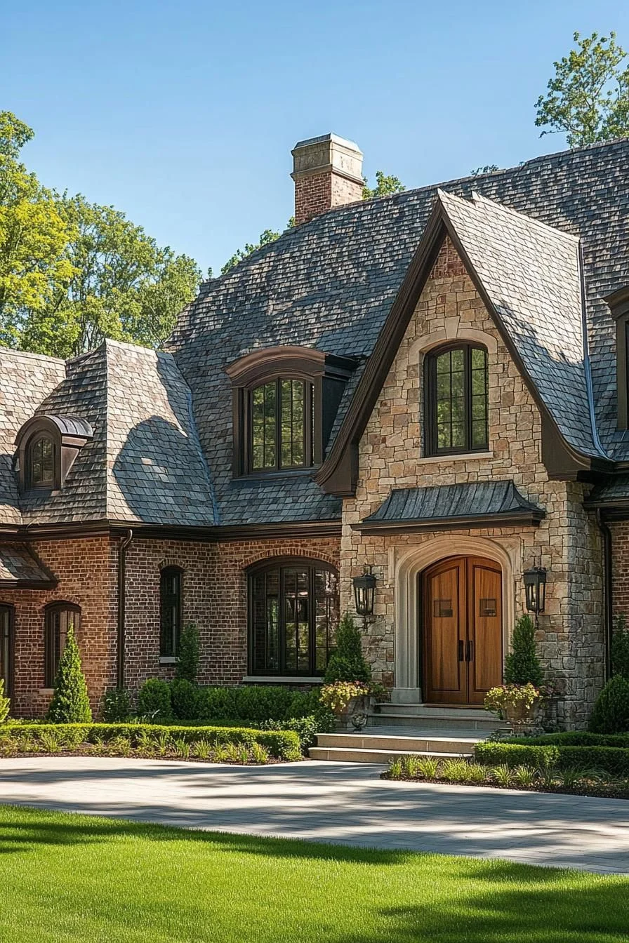 Stone-Front Splendor on a Clear Day