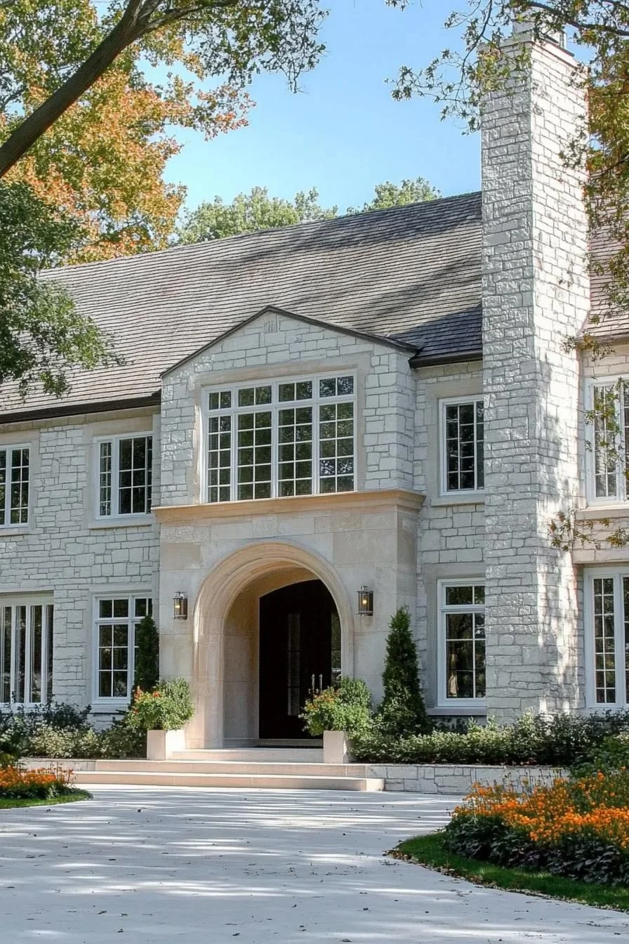 Stone Home with a Grand Entrance