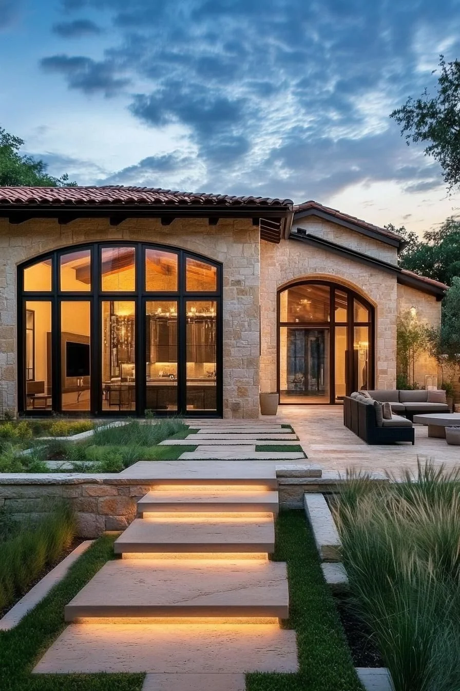 Warm Glow on a Tuscan Facade at Dusk