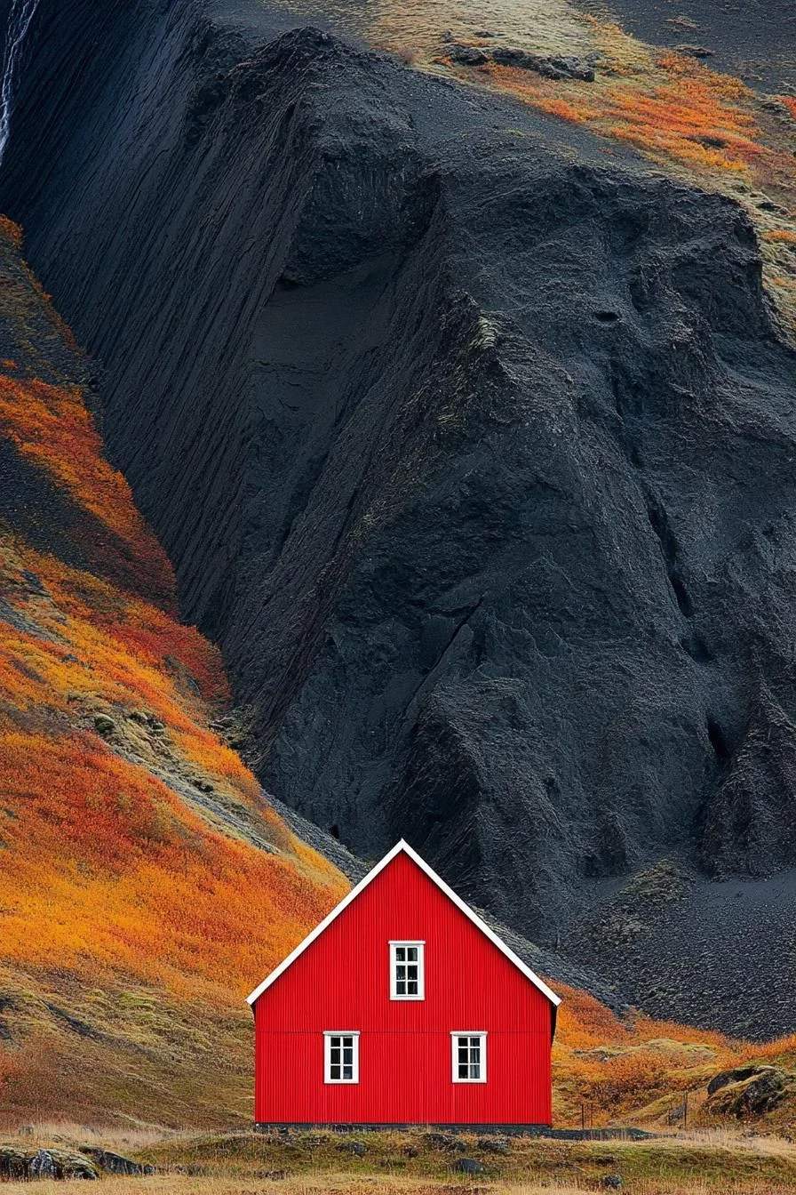 Red Barndominium Against the Hillside